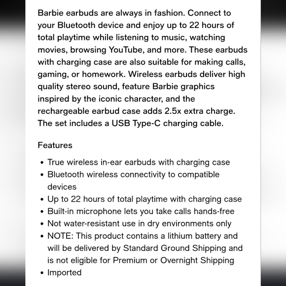 iHome Barbie Pink True Wireless Earbuds - Picture 7 of 8